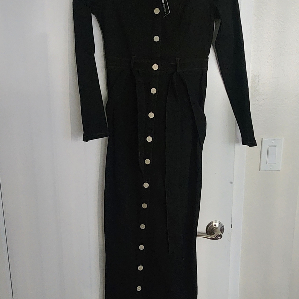 Fashion Nova Black Sheath Long Sleeve Dress